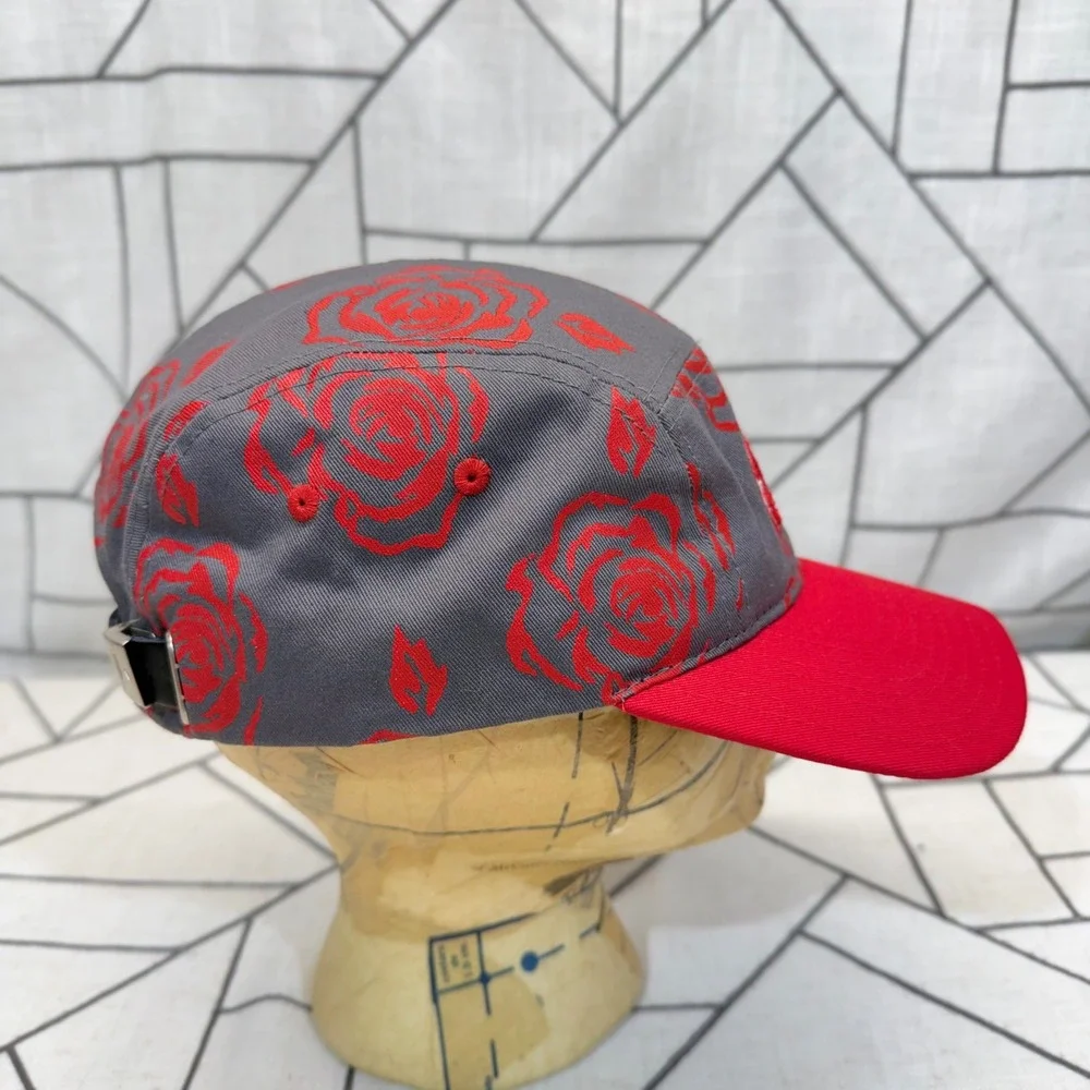 Zephyr Detroit Red Wings Hat OSFM Grey Red Rose Print 5 Panel Sample Cap